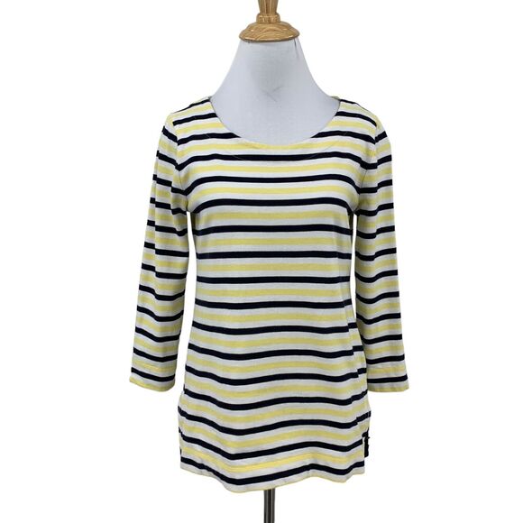 Talbots Striped Top Womens XS Extra Small 3/4 Sleeves Cotton Round Neck Shirt - Picture 1 of 10